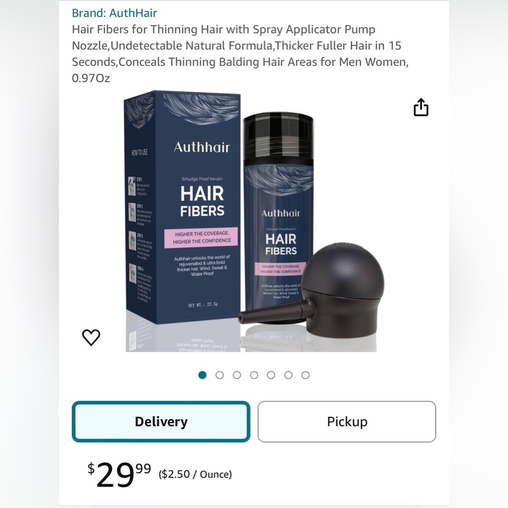 NIB! Hair Fibers for Thinning Hair w/Spray Applicator for Men & Women (black)
